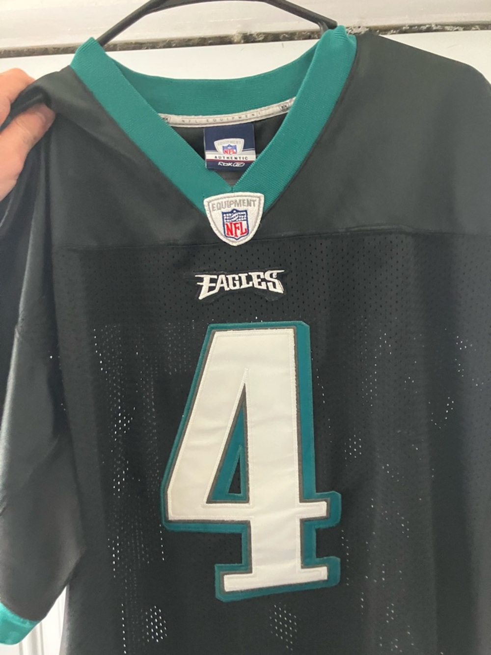NFL Eagles Black and Teal Reebok Authentic Football Jersey